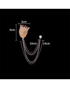 2 pack Vintage Men Crowned Lion King With Stone Hanging Chain Brooch Pins Lapel Pin, Suit Coat for Women Accessories
