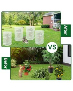 4 Pack Pop up Plant Covers Tent from Animals, 20"H X 13"D Insect Barrier Mesh Plant Guard Cover Net White Garden Plant Protectors Mini Greenhouse Plant Protection Cage with Stakes for Outdoor Plants
