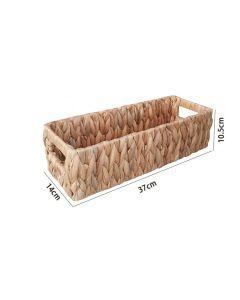 Wicker Storage Baskets with Handle Water Hyacinth Basket for Organizing Decorative Storage Bins for Countertop Toilet Tank Boho Rectangular Home Organizer（37*14*10.5cm）
