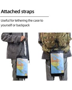 Map Case, Waterproof outdoor Hiking Map Pouch Holder with Clear Window & Lanyard, for Camping, Hiking, Documents, Electronics, Emergency, Outdoors, Black (oniy bag)