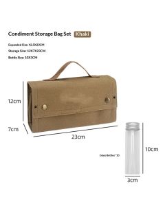 Travel Spice Kit, Portable Spice Bag with 10 Spice Jars, Canvas Seasoning Storage Bag Organizer, Seasoning Bottle Holder with Mini Condiment Bottle, Condiment Container Set for Outdoor Camping BBQ