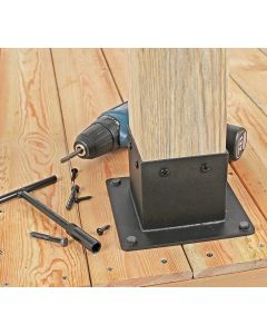 Post Stainless Steel Flange Anchor Base with Screws for Deck Railing，Black Finish (1 Pack)