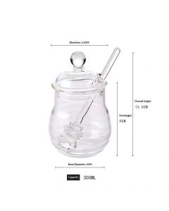 300ml Mixing Spoons Honey Dispenser Honey Pot with Dipper, Glass Jar Pot Jar Syrup s Glass for Restaurant Kitchen Home Decoration Storage Containers