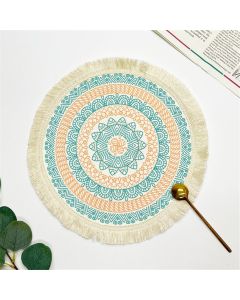 Round Braided Placemats Set of 4, Washable Heat Resistant Non-Slip Cotton Polyester Circle Boho Woven Place Mats for Dining Table Decor, Kitchen, Parties, Family Meals, 16cm