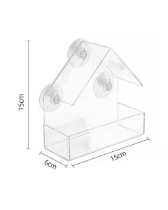 Ochine Window Bird House with Strong Suction Cup Wooden Birdhouse Clear Window Bird Feeder Outdoor Birds Nest Cage Outside Wild Easy Hanging Removable Tray with Holes