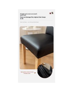 2 pack PU Faux Leather Waterproof Stretch Dining Chair Cover Chair Protector Slipcovers Covers (Black, 2)