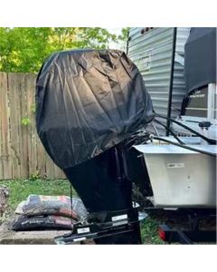Boat Marine Outboard Engine Cover, Heavy Duty Hood Motor Cowling Lightweight Protector, Black Waterproof UV Resistant 210D Oxford fabric Windproof Straps