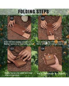 2 pack Foraging Bag, Outdoor Picking Fruit Bags, Waxed Canvas Foraging Pouch, Foldable Leather Belt Pouch with Drawstring Multi-Purpose Picking Bag for Camping, Shells, Treasures, Travel, Hiking