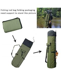 Durable Canvas Fishing Rod & Reel Organizer Bag Travel Carry Case Bag- Holds 5 Poles & Tackle Waterproof Rod Reel Bag Carrier Case,