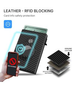 Wallet for Men: Compatible with Apple AirTag (1st & 2nd Generation), RFID Blocking, Genuine Leather, Slim & Minimalist Design - 14 Card Capacity | ID Window | Cash Slot (Carbon Fiber)