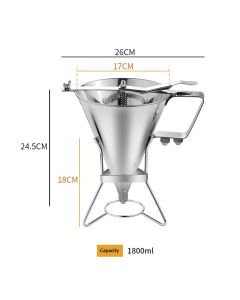 Stainless Steel Confectionery Funnels with Stand and 3 Nozzles, Commercial Grade Cake Decorating Tool Bakery Use, Precise Dispensing and Filling