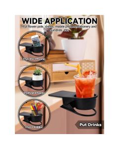 3PCS Drinking Cup Holder Clip,  Chair Desk Bottle Cup Stand DIY Glass Clamp Storage Saucer Clip for Potted Plant Beverage Soda Coffee Mug Holder Clip for Home & Office (Black)