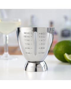 18/8 Stainless Steel Double Jigger for Bartending, Cocktail Measuring Jigger for Bartender with Graduated Marking 1 oz to 6 oz Heavy Duty Shot Measure Cup  (Set of 2)