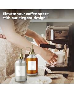 Olive Oil Dispenser for Kitchen, Cooking Oil and Vinegar Dispenser Set, Olive Oil Bottle, Soy sauce dispenser, coffee syrup bottles with stainless steel pourers - 2 pcs, Gold