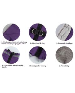 Dog Coat, Warm Dog Winter Coat, Reflective Cold Weather Dogs Puffer Jacket with Harness Built in, Waterproof Pet Fleece Vest Snowsuit for Small Medium Large Dogs, Purple XXL
