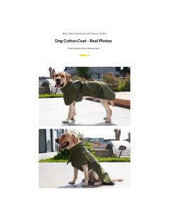 Dog Raincoat - Waterproof Winter Jacket with Velvet Inner, Reflective Strip, Green, XXL