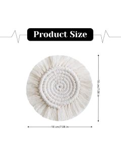 4 PCS Boho Coasters for Drinks Absorbent, Cotton Coasters for Wooden Table Round Drink Coaster Set with Tassels Housewarming Gift Bar Coffee Table Office Desk Decor