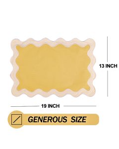 4-piece set of placemats, 13 x 19 inch cotton table mat, washable and heat-resistant table mat, used for table decoration, Bohemian  placemat (beige border)