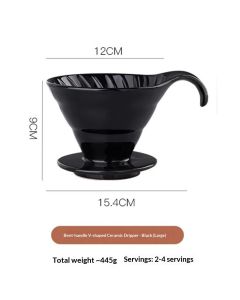 Pour Over Coffee Maker, Single Cup Coffee Dripper, Manual Porcelain Slow Brewing Accessories for Travel, Camping, Office, Home, Cafe, Coffee Gifts (Black)