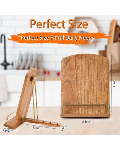 Beautiful Cookbook Stand for Your Kitchen Counter - Solid Wood Stand Easily Keeps Cook or Recipe Books Open for Convenient Cooking -