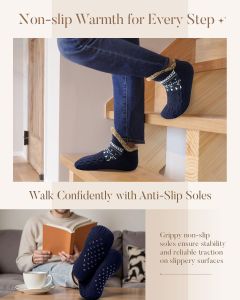Fluffy Slipper Socks with Grips for Men & Women - Warm Winter Fuzzy Thermal Cozy Soft Socks for  1 Pair （blue）