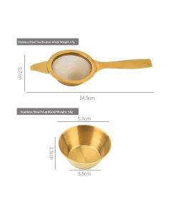 2pcs mini matcha sifter  - 304 stainless steel- brakes clumps in your matcha, tea strainer, cocktail strainer with base, Gold
