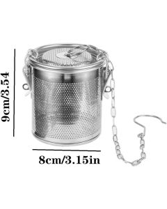Stainless Steel Spice Infuser Basket with Chain Hook, Extra Fine Mesh Soup Strainer for Cooking, Seasoning, and Brewing Tea,（8*9cm）