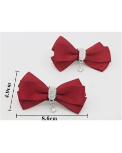 4Pcs Women Bow Removable Shoe Buckles Rhinestone Detachable Shoes Clips for Women Shoes Accessories（Red）