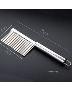 2pcs  Home Kitchen Plastic Handle Stainless Steel French Fries Potato Carrot Wavy Crinkle Cutter Slicer Handheld Chipper Chopper