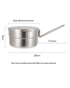 Stainless Steel Cook Pot with Lid and Folding Handle - 1.5L Large Capacity Bento Pot for Camping and Hiking