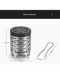 Portable Camping Heater Stove, Stainless Steel Mini Tent Heater with High Efficiency Heating & Rapid Setup Design for Outdoor Use, Compact Folding Sto（ Black）