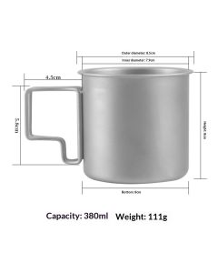 Titanium stainless steel convenient mouth cup, outdoor camping foldable handle cup, travel tea making and boiling cup（8cm）