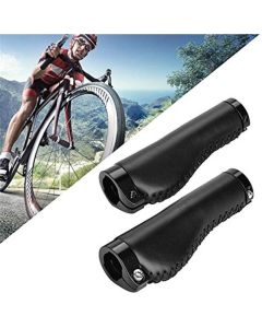 1 Pair Leather Grips Lock On Locking PU Handlebar Grips Grip Handle End Holding Locking Grips for  Mountain Bike(Black)