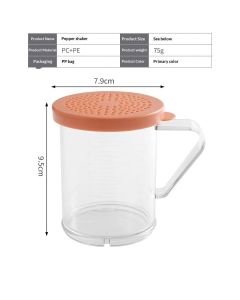 2pcs Seasoning jar, plastic powder bottle, seasoning bottle, barbecue powder bottle, thickened chili powder bottle（Red lid+cup body）