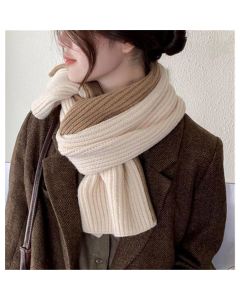 Scarf for women in autumn and winter to keep warm, color blocked knitted cross yarn versatile, fashionable and cute girl's scarf（khaki）