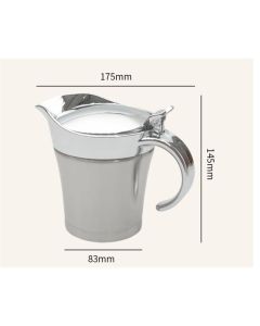 Double Insulated Gravy Boat, Stainless Steel Sauce Jug Gravy Boat with Hinged Lid for Family Dinner, Thanksgiving, Halloween, Christmas, Birthday Party(400ML/silvery)