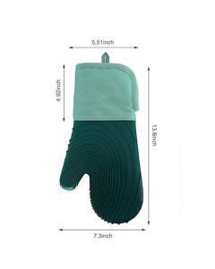 a pair of Silicone insulated gloves for microwave oven, heat-resistant kitchen, thick microwave oven baking gloves, (Green)