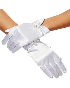 Elegant satin gloves for weddings and brides - Short wrist satin gloves for opera and dinner parties, shopping guide counter accessories display gloves（white）