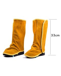 Leather Welding Spats Extra Long - Heat and Abrasion Resistant Welding Boot Covers - Full Coverage Shoes Protectors - Welding Gaiters, 1 Pair Height 33