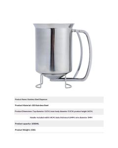 Pancake Batter Dispenser with Funnel, 1000ml, Stainless Steel, for Baking Cupcakes Muffins Crepes Waffles