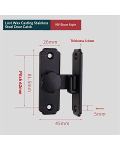 Heavy Duty 90 Degree Barn Door Lock,  Stainless Steel Security Sliding Door Latch for Barn, Garden, Bathroom, Fence, Shed - Anti-Rust and Robust (Short/Black)