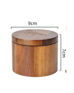 Acacia wood salt jar, solid wood seasoning box, wooden pepper box, kitchen seasoning bottle, salt box, storage seasoning jar(One layer single grid style)