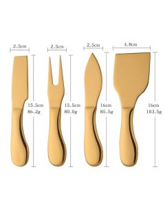 4 Pieces Stainless Steel Cheese Knives Set, Knife Fork Slicer Butter Knife Set for Charcuterie and Cheese Spread Kitchen Cooking Christmas Gift for Women (Gold)