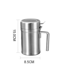 Stainless Steel Olive Oil Dispenser Bottle, Leak-Proof Cooking Oil Can, Drip Free Kitchen Dispenser Pot, Syrup Jar keeper, Storage Container with Lid, Easy to Fill and Clean (500ml)