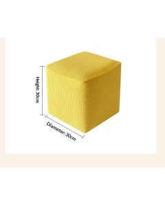 Square Cover  Stretch Polyester Washable Elastic Foot Stool Foot Rest Protector for Living Room Bedroom（Yellow-30*30*30）