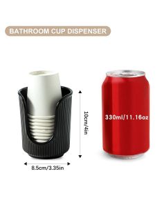 Bathroom Cup Dispenser with Stylish Vertical Stripes - Disposable Mouthwash Cup Holder Holds Paper Cups for Rinsing Cups on Bathroom Vanity Countertops (Black 2 Pack)