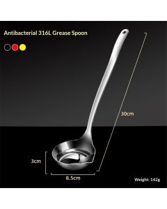 Oil Separating Stainless Steel Soup Ladle/Grease Trap Long Spoon/Fat Separator Serving Spoon/Healthy Lifestyle/Kitchen Accessory