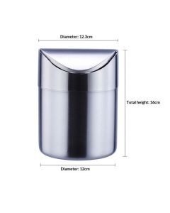 Stainless Steel Small Trash Cans, Trumpet Desktops Mini Creative Covered Desk Kitchen Living Room Trash Cans(Sliver)