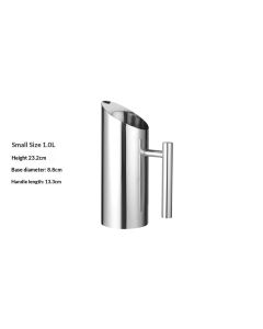 Stainless Steel Water Pitcher for Home and Bar Polished Metal Beverage Container for Cold Drinks Juice Tea and Cocktail Mixing Fridge Pitcher  1.0L