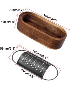 Acacia wood cheese grater, black multifunctional stainless steel fruit and vegetable cheese grater box, grater, kitchen tool(Without Handle)